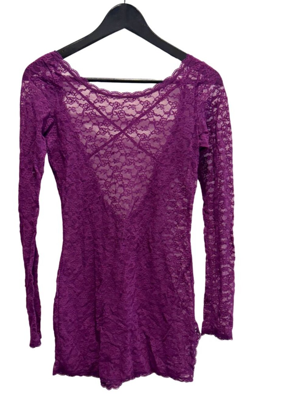 Victoria’s Secret Cross Back Lace Bodycon Mini Slip Dress Purple Size Small